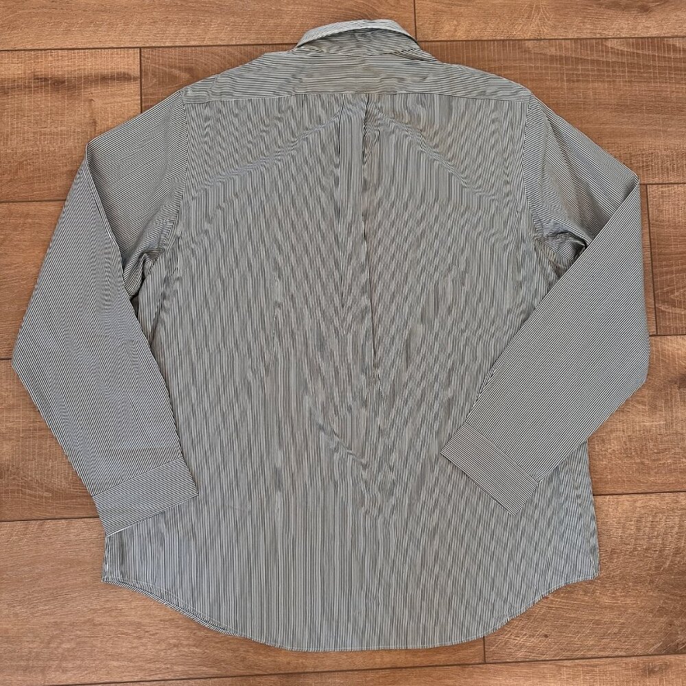 Ralph Lauren | Mens XXL Green White Striped Dressy Long Sleeve Button Down Shirt - Picture 6 of 8